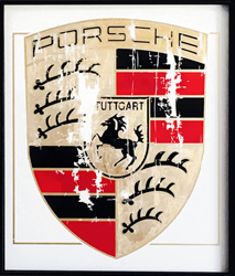 Emblème Porsche - feuilles d'or  rouge - moon 