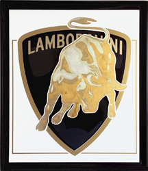 Emblème Lamborghini - feuilles d'or blanc - vert - rouge - moon 